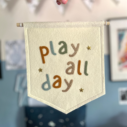 Play All Day Felt Wall Banner